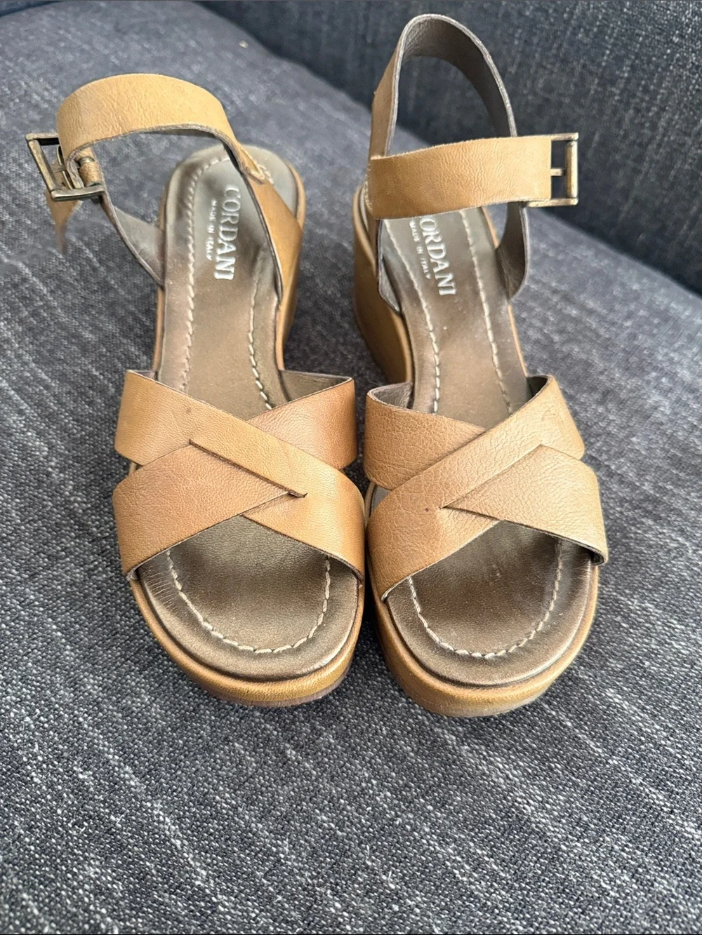 Cordani Leather Wedge Sandals